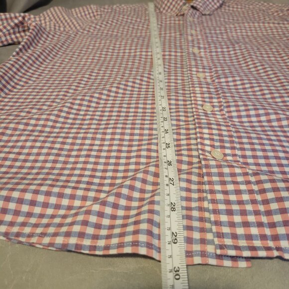 Tailor Vintage Men's XL Cotton Short Sleeve Check Button-Down Shirt Pink Purple - Picture 6 of 7